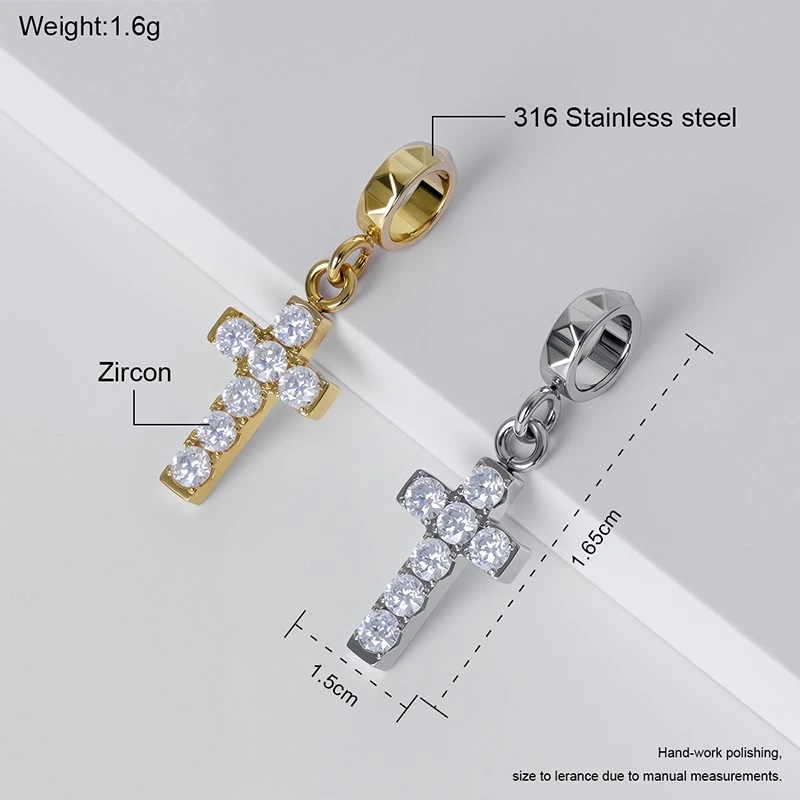 316L Stainless Steel Zircon Cross Pendant Necklace Dimensions 316L Stainless Steel Zircon Cross Pendant Necklace Dimensions